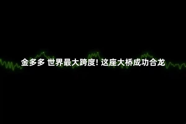 金多多 世界最大跨度! 这座大桥成功合龙